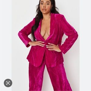 Missguided Pink Velvet Suit